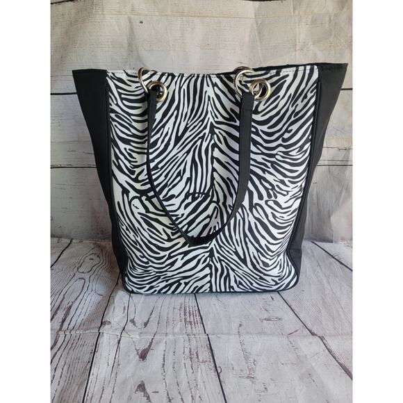Zebra Print Tote Bag Purse Black White Shoulder Handbag Large Carryall Unbranded - Picture 7 of 14